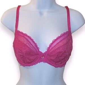 NWOT Chantelle C Chic Plunge pink Underwire Bra Sexy French Lingerie 32DD